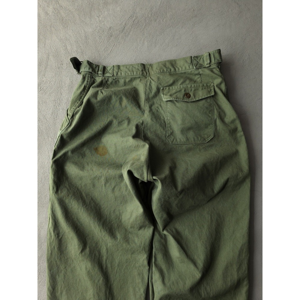 Vintage 1960s Guy Leroy Green Cotton Twill Mechanic Pants Military Style 32 x 27 - Picture 4 of 12